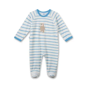 Sanetta pyjama baby jongens: overall, Velours, met voetjes ( SAN.63 )