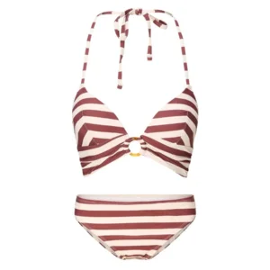 Lingadore Summer Stripes voorgevormde triangel bikini in bruin en wit