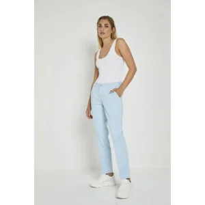 Para Mi broek Cate, Cigarette fit : Light blue elastiek in de lenden, Satin Cotton ( PARA.305 )