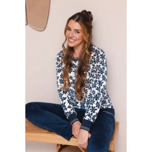 Pastunette Pyjama Dames: Blauw, Gebloemd, Fleece ( 100021 )