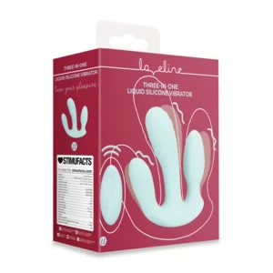 Loveline Three In One Liquid Silicone Vibrator Breezy Blue 12 cm