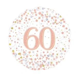 Folieballon - 60 Jaar - Holografisch - Rosé Goud - 45cm - Zonder vulling