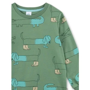 Sanetta pyjama Jongens: groen, teckels / krokodillen ( SAN.177 )