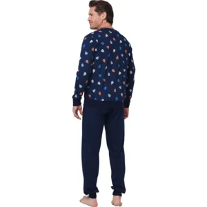 Pastunette Heren pyjama: Blauw, mutsen motief ( PAS.114 )