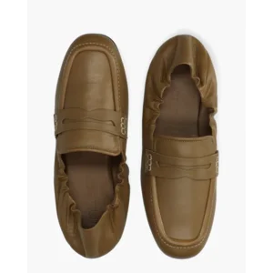 Guglielmo Rotta Satin Nappa Khaki Damesloafers