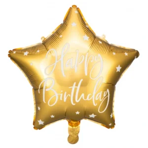 Folieballon - Happy birthday - Ster - Goud wit - 40cm