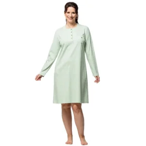 Egatex dames nachthemd: groen, Lange mouw, 100cm ( EGA.505 )