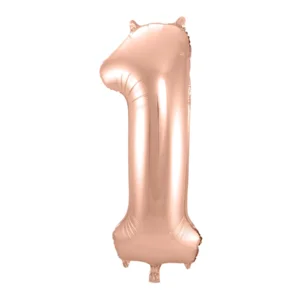 Folieballon - Cijfer - 1 - Rosé goud - 86cm - Zonder vulling