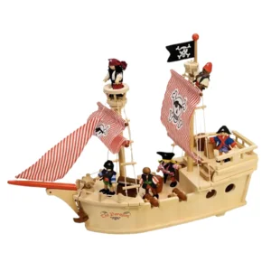 Piratenschip - Met speelfiguren - Hout - 59x48x18cm