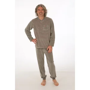 Perlina Heren Pyjama: Evert, Velours, Grey ( LINA.102 )