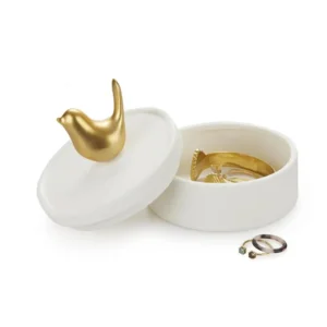 BALVI Juwelendoos Vogel Goud Porselein Mat Wit