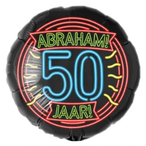 Folieballon - 50 Jaar - Abraham - Neon - 43cm - Zonder vulling