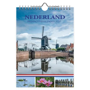 Week kalender - 2027- 12 provinciën - Molen - 16,5x23cm