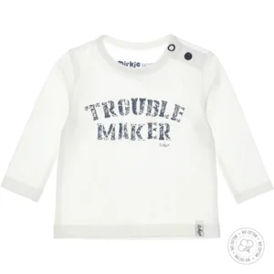 Dirkje Jongens Tshirt Trouble Maker Off White