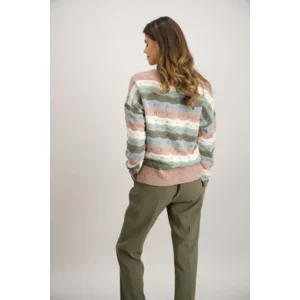 Signe Nature Pull Gestreept: V hals ( Signe.1319 )