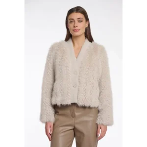 Rino & Pelle Cardigan: Chaimae, Birch color, Lang harig ( RINO.79 )