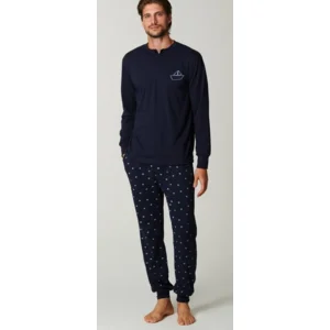 Haqppy People Heren Pyjama: Blauw, 100% Katoen ( HAP.71 )