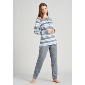 Schiesser – Sportive Stripes – Pyjama – 175490 - Light Blue