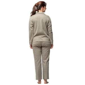Egatex dames Pyjama: Groen / Roze, Doorknoop model ( EGA.508 )