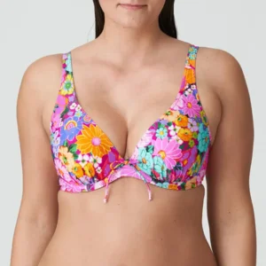 Prima Donna Swim Najac voorgevormde plunge bikini in roze met bloemenprint