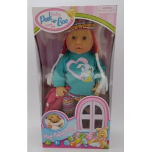 Peek-a-boo Pop 40cm - Baby met konijnentruitje