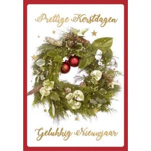 Kaarten - Kerst - Hangpak - Kerstkrans - 10st. - HPK.1013
