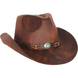 Cowboyhoed lederlook bruin - Western Hoed voor volwassenen