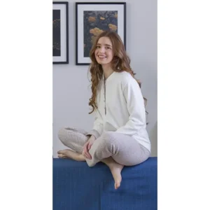 Gary Pyjama dames: Punto Milano, Latte ( beige ), extra warm ( GARY.133 )