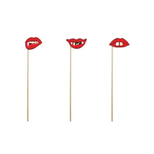 Party Prop - Stok met griezel lippen ( 3 stuks )