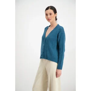 Signe Nature Cardigan: petrol, grof gebreid ( Signe.1164 )