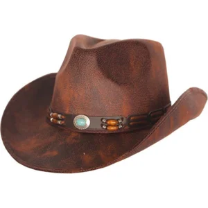 Cowboyhoed lederlook bruin - Western Hoed voor volwassenen