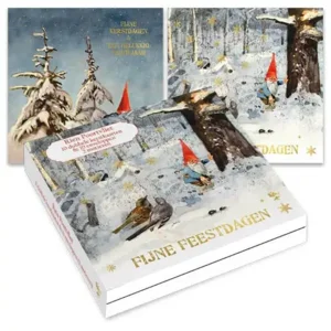 Kaarten - Kerst - Rien Poortvliet - Vogels & skieën tussen bomen - 10st.