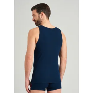 Schiesser Sustainable Rib heren singlet in donkerblauw