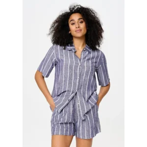 Lingadore Stripes shortama in denim blauw