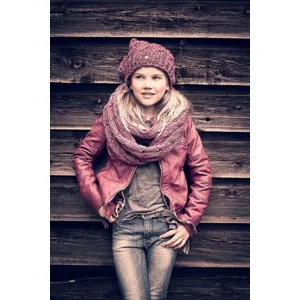 girls beanie muts dark pink met glittertje