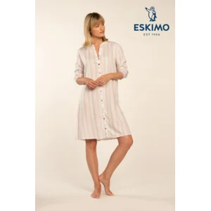 Eskimo Dames nachthemd: Perlei, gestreept, lange mouw ( ESK.1758 )
