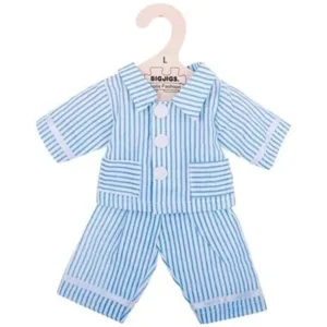 Poppenkleren - Pyjama - Blauw / wit - Gestreept - 35cm