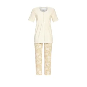 Ringella Pyjama dames: beige, Korte mouw, 7/8 broek ( RIN.496 )