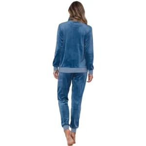Pastunette Dames homewear: Blauw, met rits, Velours ( PAS.140 )