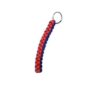 Sleutelhanger met gevlochten touw - Rood/ donkerblauw - touwlengte 12.5 cm