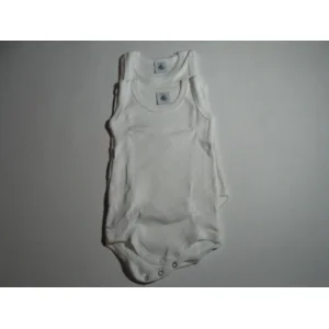 Set van 2 witte body's zonder mouwen petit bateau 62/3m