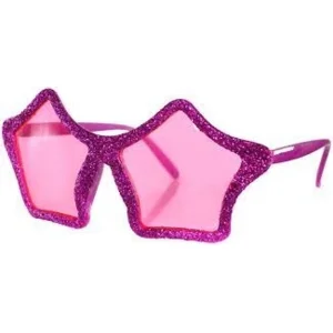 Disco glitter bril stervormig roze voor volwassenen