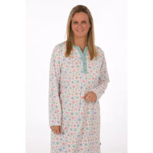 Perlina nachthemd: Jolien C, Gemoltoneerd, Ecru tot 6XL, lengte 110cm ( LINA.88 )