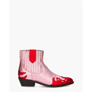 Dwrs Austin Metallic Roze/Red Dames Enkelboots