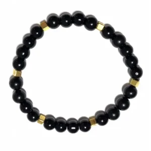 Black & gold square beads armband