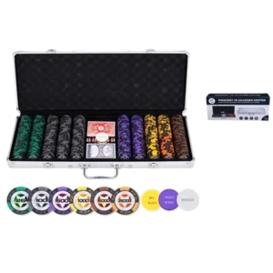 Pokerset in zilverkleurige koffer - High stake - 500 chips (14 gram)