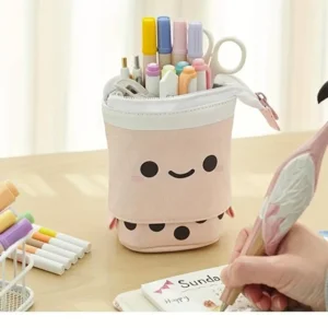 Uitschuifbaar Staand School Etui Pennenzak Canvas Roze