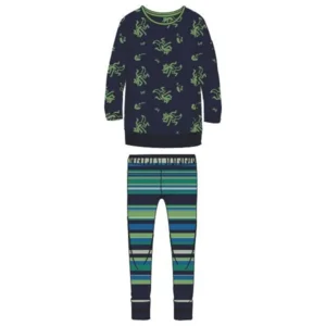 Woody Pyjama, Donkerblauw - Groen