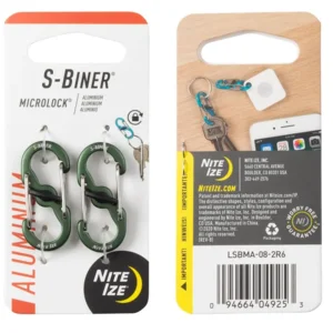 Nite Ize Microlock S-Biner Aluminium - Karabijnhaak 2 Pack - Olive LSBMA-08-2R6