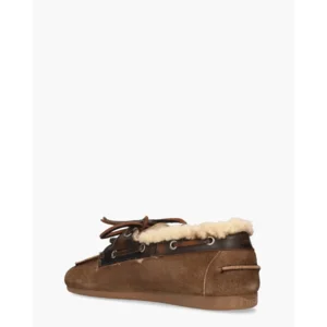 Posa Boat Loafer Brushed Fur Bruin Dames Veterschoenen